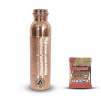 Set of 2 Silver Touch Pure Copper Water Bottle 950 ml With Pitambari For Ayurveda Health Benefits