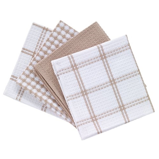 Neutral T-fal Textiles 4-Pack Cotton Flat Waffle Dish Cloth 4 Pack 