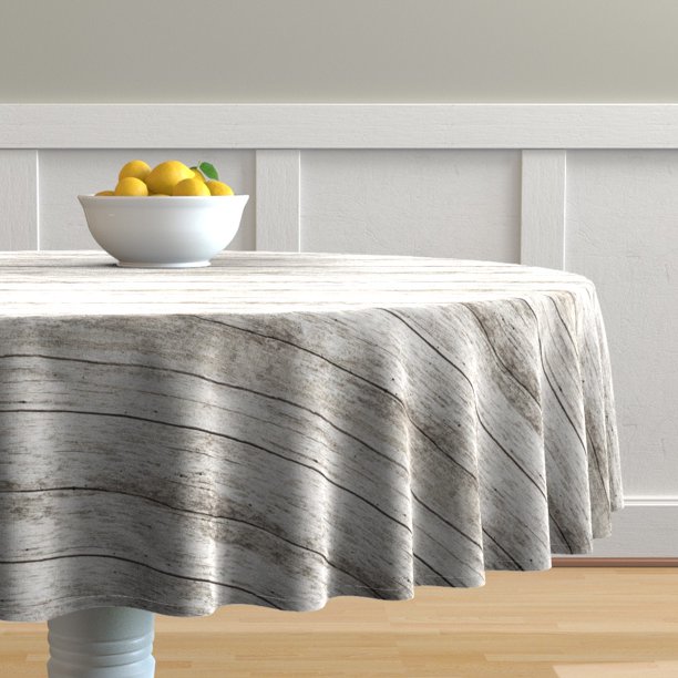 Round Tablecloth Wood Grain Light Brown Modern Home Woodgrain Cotton