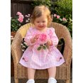 thumbnail image 6 of RUINIXCW Little Girl Plaid Dress Long Sleeve Square Neck A-line Dress with Bow Decor, 6 of 8
