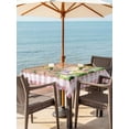 thumbnail image 2 of Outdoor Tablecloth with Umbrella Hole and Zipper, Happy Easter Bunny Square Table Cloth 60x60 Inch Waterproof Tablecloth, Spring Floral Wooden Pink Plaid Picnic Table Cover for Patio Camping, 2 of 7