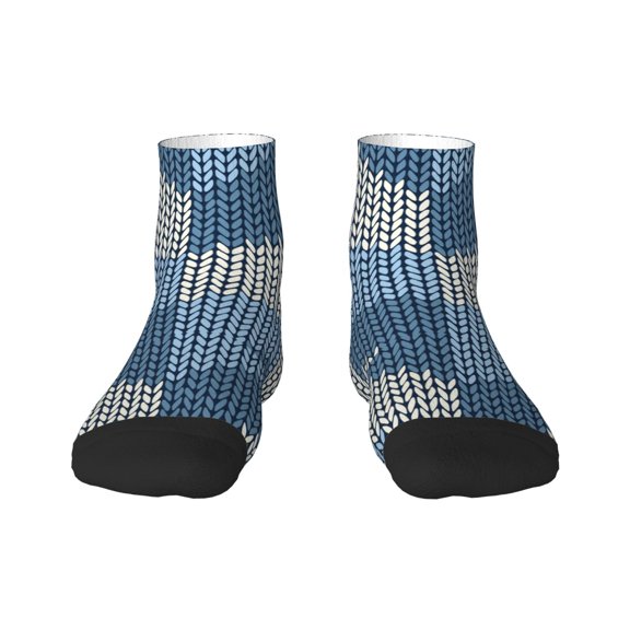 Naloa Cozy Knitted Blue Chevron Ankle Socks for Women Non Slip Socks No Show Socks Classic Low Cut Casual Socks Casual Socks