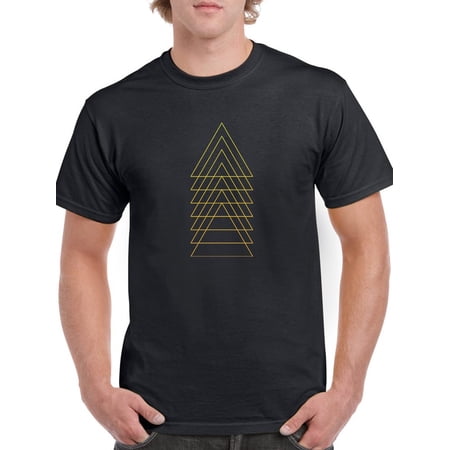 Set of yellow triangles in hipster style Men Black T-Shirt Male Medium