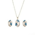 thumbnail image 2 of Kripyery Fashion Women Jewelry Set Oval Opal Drop Pendant Sweater Chain Necklace Earrings, 2 of 7