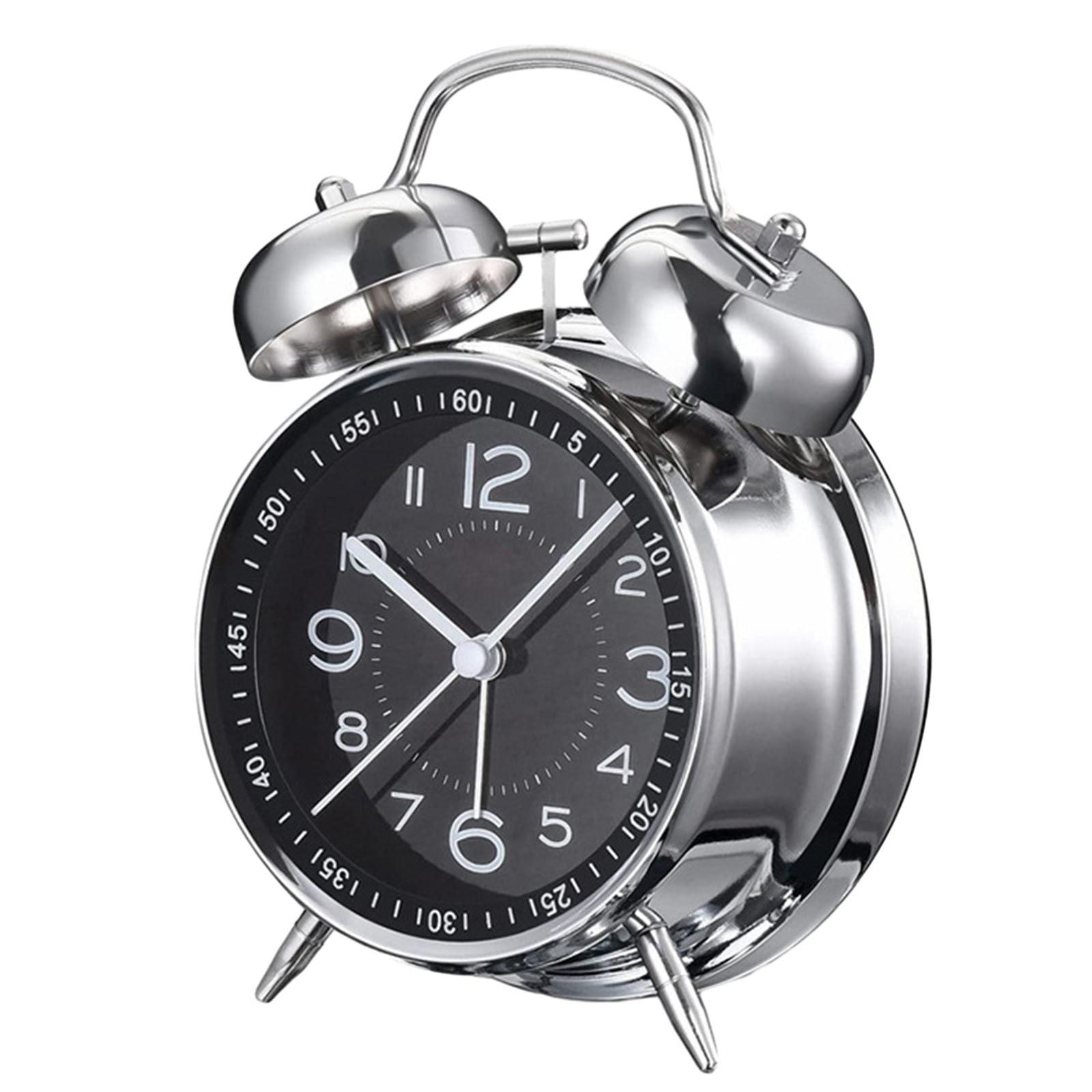 Super Loud Alarm Clock for Heavy Sleepers Adults,Twin Bell Retro 4 Inch Silent Non Ticking, Metal