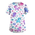 thumbnail image 6 of Kixjoy Scrub Shirts for Women Oversized Short Sleeve V Neck Scrubs Animal Printed Stretch Medical Shirt Casual Lightweight Blouses for Women with Pockets, Light Purple XL, 6 of 6