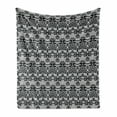 thumbnail image 1 of Black and White Soft Flannel Fleece Throw Blanket, Monochrome Lace Pattern with Floral Motifs and Foliage Medieval Design, Cozy Plush for Indoor and Outdoor Use, 70" x 90", Black White, by Ambesonne, 1 of 6