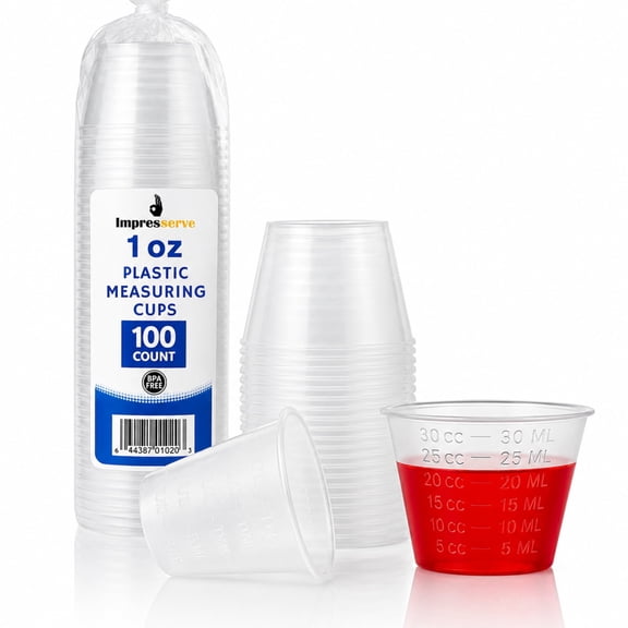 Impresserve 1oz Disposable Plastic Medicine Cups - 100 Count