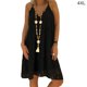 thumbnail image 1 of Vestido de mujer con cuello en V, ropa de verano de encaje, vestido sin mangas sexy de talla grande, negro, 4XL Monstrate AP002065-31, 1 of 6
