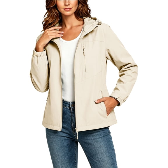 RoamHome Women's Waterproof Windbreaker Fleece Lined Hooded Jacket Lightweight Hiking Camping Outdoor Windproof Coat