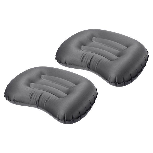 Unique Bargains Inflatable Pillow Large 17 x 13' Ultralight Camping Travel Pillow, Gray 2 Pack