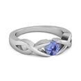 thumbnail image 2 of 925 Sterling Silver 3.00 Mm Round Tanzanite Stackable Women Wedding Ring, 2 of 3