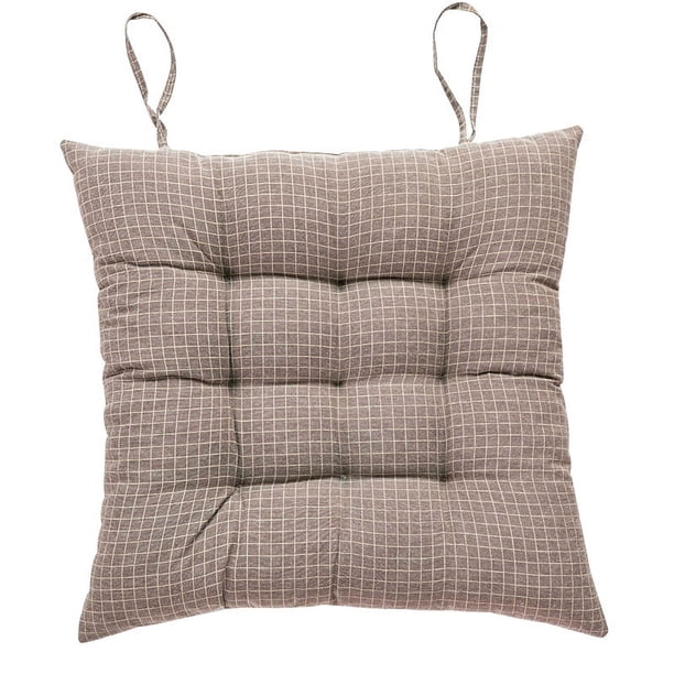 Nvzi Seat Cushion Dining Chair Pads with Ties, Square Non-Slip Thicken Light Brown 16x16