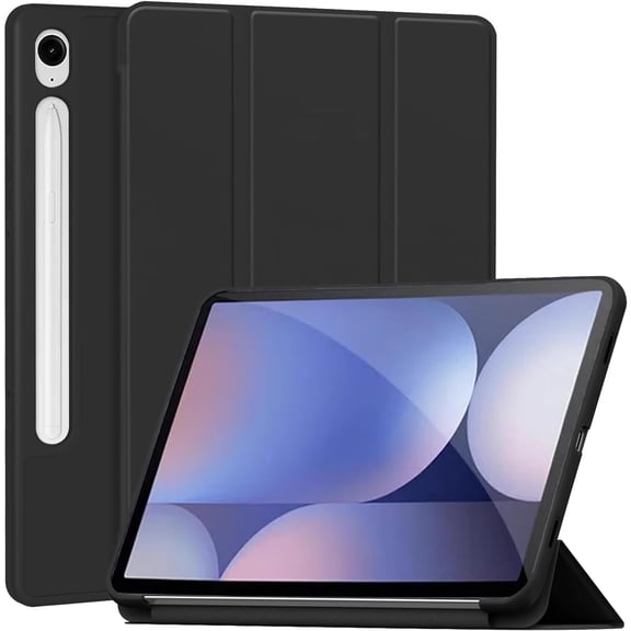 Case for Samsung Galaxy Tab S10 FE/ S9 FE 5G 10.9'' / Tab S9 11'', Tri-Fold Slim Tablet Cover with Auto Wake/Sleep,Slim Stand Hard Back Shell Protective Smart Cover Case (Black)