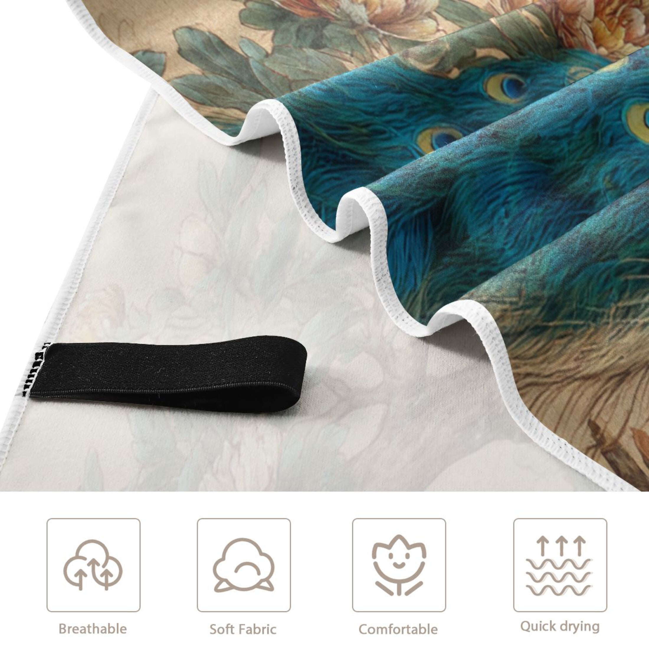 Qxltty Elegent Peacock Beach Towel Sand Free Bath Towel Absorbent Quick Dry Soft Lightweight Blanket for Travel Gym Camping 71x31in