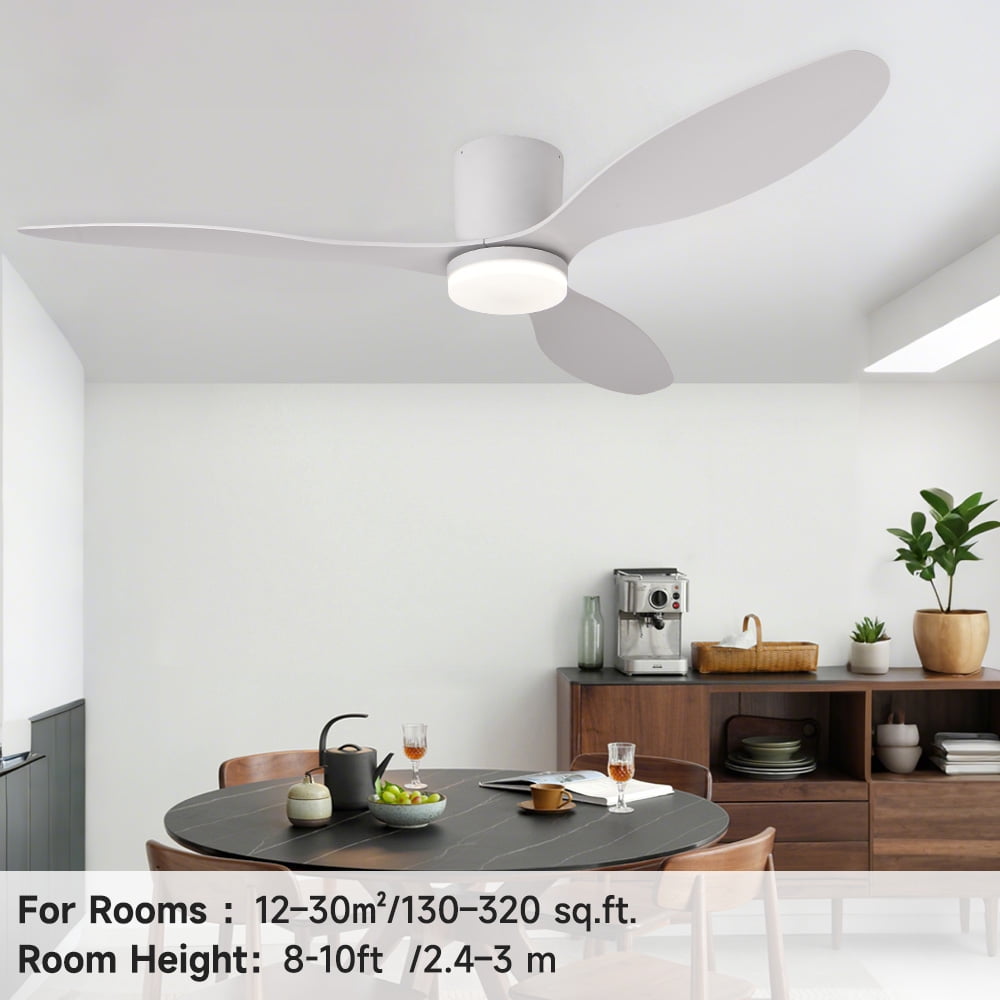 Ceiling Fans with Lights, 52 Inch Low Profile Ceiling Fan with Remote/App Control, Flush Mount, DC Reversible Motor, Dimmable LED for Bedroom,Indoor/Outdoor Use