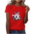 thumbnail image 1 of Blusas para las Mujeres Casual, Estampado Manga Corta Cuello Redondo Camiseta Top Hecho de Cómodo Estante de Imitación para Toda la Temporada de Uso Diario, Tops Cortos para las Mujeres, 1 of 7