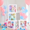 thumbnail image 1 of Decoraciones de baby shower para niño Globo de látex Caja transparente Niña Baby Shower Fiesta de cumpleaños de bebé Decoración Telón de fondo 4 piezas Cajas de baby shower y 3 paquetes de pegatinas de bebé (Blanco) Sailing Electrónica, 1 of 6