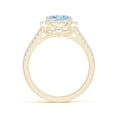 thumbnail image 2 of ANGARA Natural Oval 2.2 ct Aquamarine Split Shank Halo Ring with Diamonds in 14K Yellow Gold for Women (Size-10x8mm) | March Birthstone, Anniversary, Jewelry Gift for Women | Natural Aquamarine Ring, 2 of 9