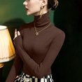 thumbnail image 2 of Kamentoy Womens Long Sleeve Shirts Basic Turtleneck Ribbed Thermal Underwear Tops | Slim Fit Base Layers Tee, Tight Undershirts, Going Out T-shirts, 2 of 5