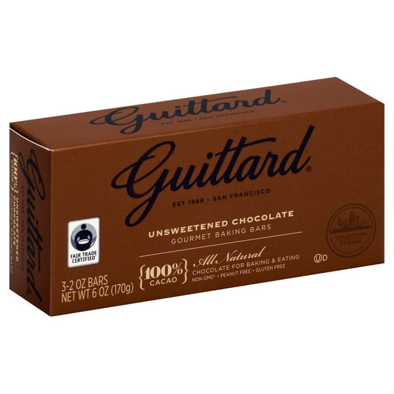 Pack Of 3 Guittard 100% Cacao Unsweetened Chocolate Baking Bars, 6 oz (Package May Vary)