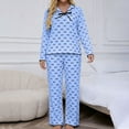thumbnail image 2 of Womens Pajamas Elegant Bow Long Sleeve Tops Pants Cozy Home Sleepwear Soft Outfit, 2 of 6