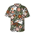 thumbnail image 3 of Uemuo Rabbits on Floral Printed Regular Fit Short Sleeve Casual Hawaiian Shirt for Men,Aloha shirt,Tropical shirt,Floral print shirt,Vacation Beach shirt-Medium, 3 of 9