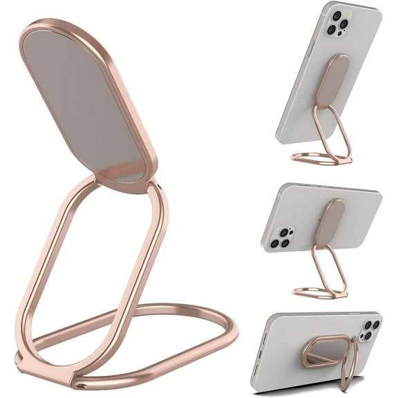 Phone Ring Holder | Universal Foldable 4-1 Cellphone Stand | Kickstand, Finger Grip, Desk Stand & Magnetic Car Mount | Must-Have Accessory for Your Phone & Tablet [Rose Gold]