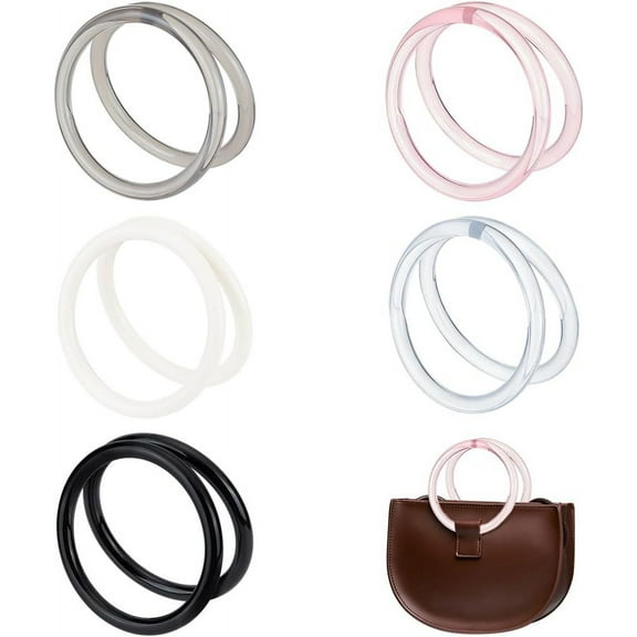 10PCS Purse Handles 5 Colors Round Handles Replacement Handbag Purse Handle Decorative Bag Handles for Summer Handmade Bag Beach Bag Handbags Straw Bag Purse Handles 4.3inch