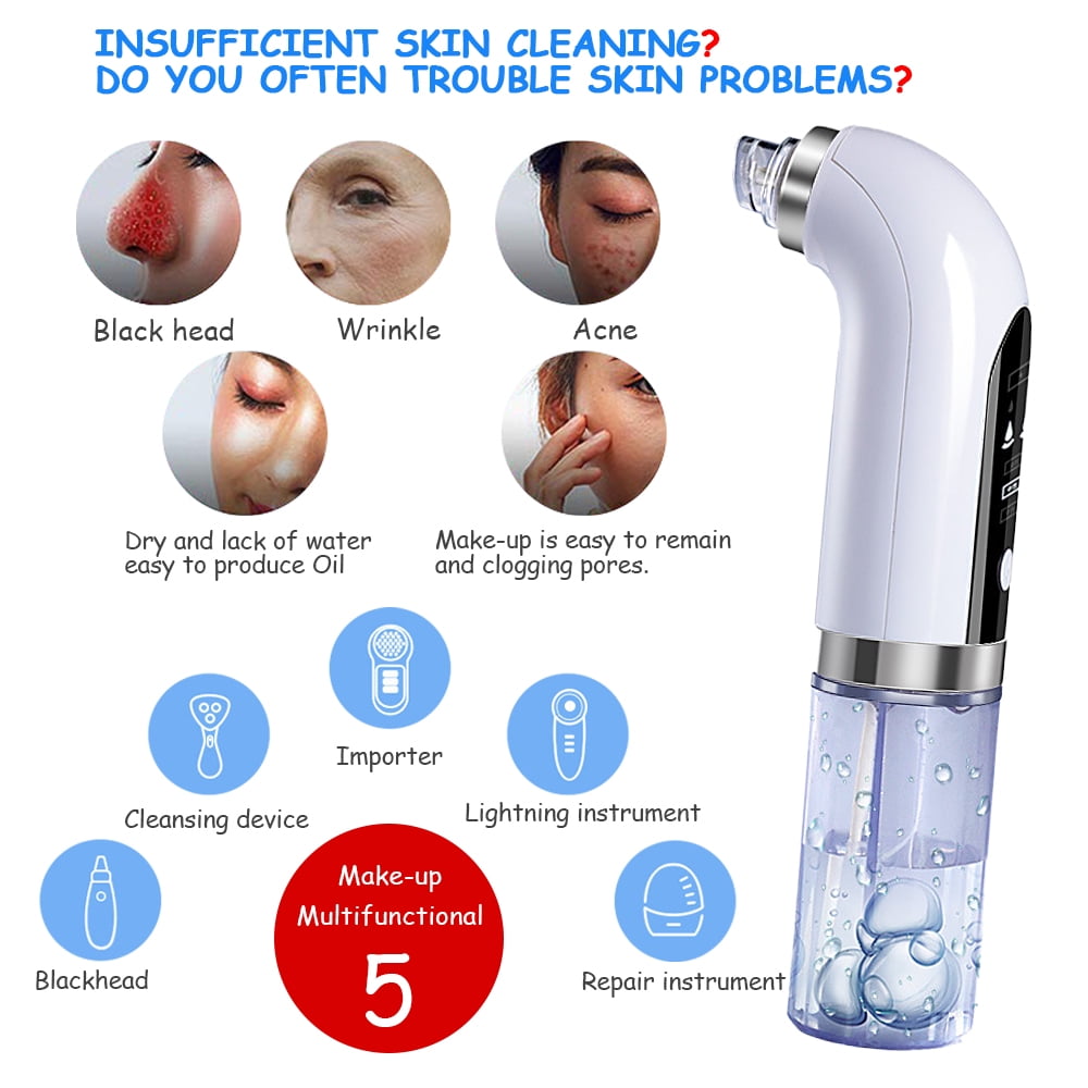 LNKOO Blackhead Remover Pore Vacuum Cleaner - Upgraded Blackhead Vacuum Rechargeable Face Vacuum Comedone Extractor Tool for Blackhead Whitehead Acne Removal, 3 Adjustable Suction Power and 6 Probes
