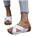 thumbnail image 4 of Xfvqtps Wedge Sandals for Women Slide Sandals Cross Straps Open Toe Soft Sole Comfortable Summer Walking Sandals White, 4 of 6