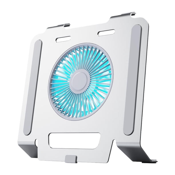 Soporte para computadora portátil multiusos con ventilador de refrigeración, soporte para computadora portátil ajustable y estable, soporte para compu Plata