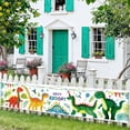 thumbnail image 4 of 2D flat 1 birthday party decoration banner - Dinosaur-themed party background wall decoration, festival party courtyard decoration banner, outdoor courtyard sign decoration, size 17.7x78.7 inches, su, 4 of 11
