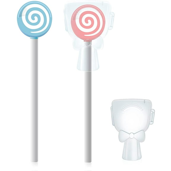 Y-Kelin Kids Tongue Scraper or Cleaner Set-Tongue Cleaner Tongue Brush with Smiley Cover, Multi-color Lollipop Shape Soft Silicone Tongue Brush for Kids, Reduce Bad Breath (2 PACK)