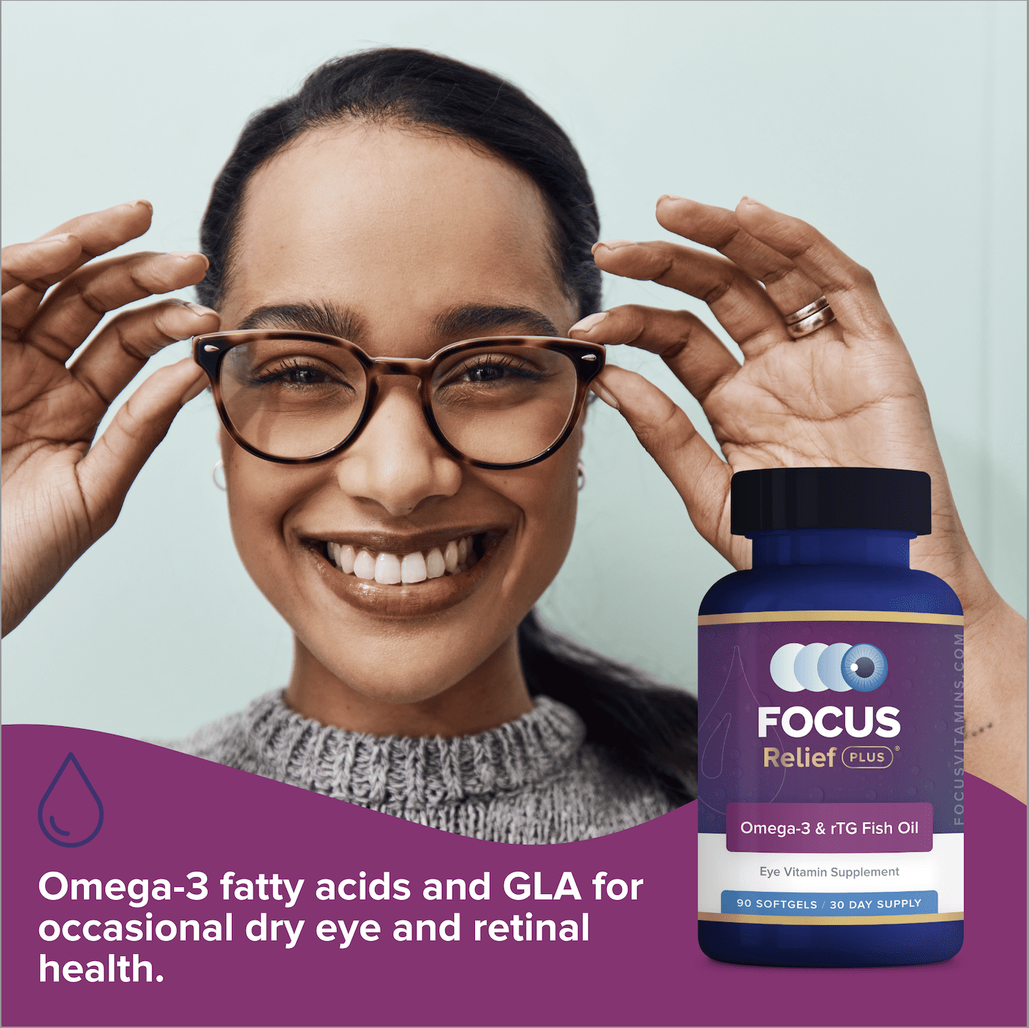 Focus Vitamins Omega-3 Softgel , Supplement for Dry Eyes, 90 Count