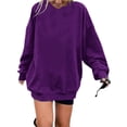 thumbnail image 2 of Langwyqu Solid Color Spring Fall Women Long Sleeve Loose Hoodies Sweatshirt, 2 of 5