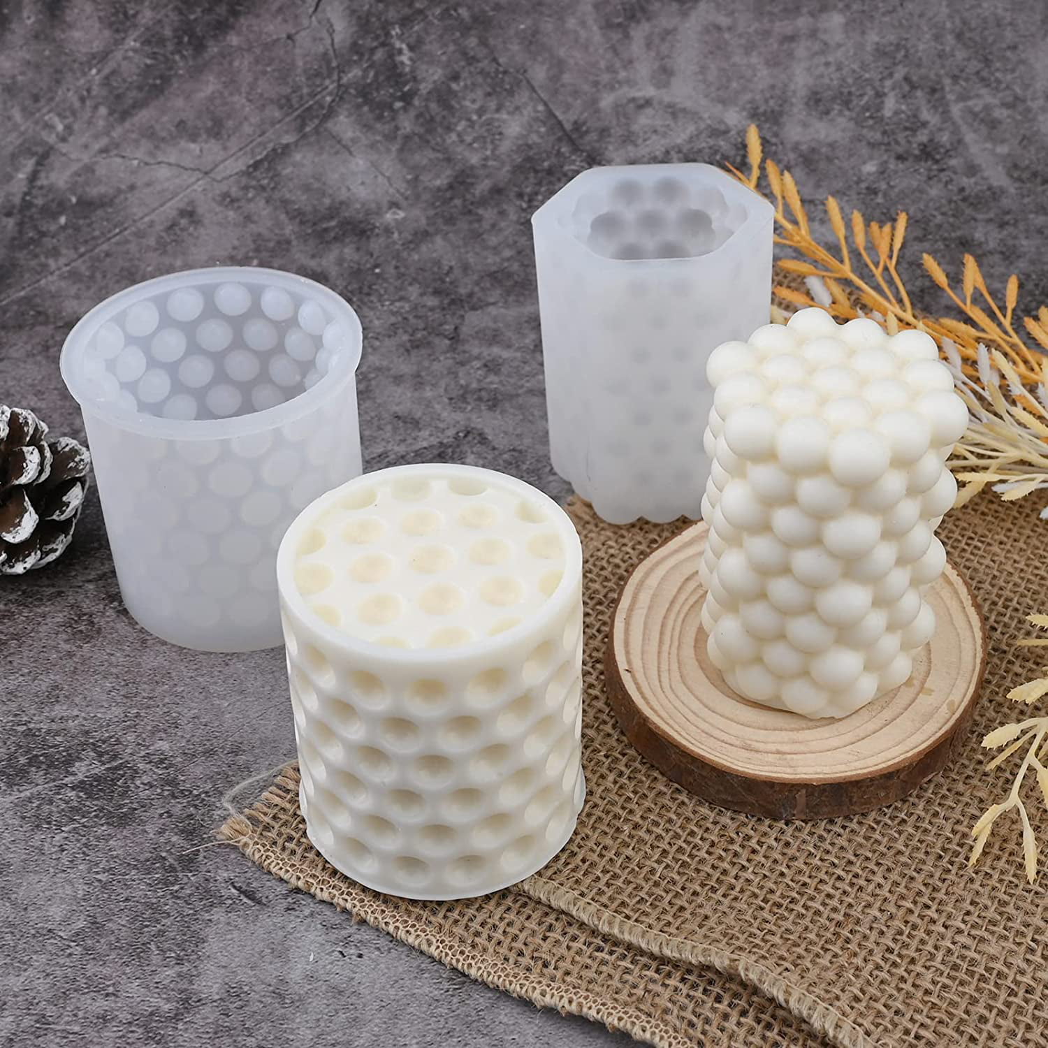 Candle Molds, Pillar Candle Molds Silicone, Bubble Candle Molds for Candle  Making, DIY Aromatherapy Candles, Wax, Soaps, Polymer Clay 