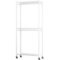 thumbnail image 3 of Clothes Rack - 33.0" x 12.2" x 79.5" Clothing Rack with Shelves & Wheels, Multi-Functional Wardrobe Closet with Hooks, Sturdy Metal Garment Rack for Bedroom, Laundry, Balcony (White), 3 of 3