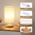 thumbnail image 2 of Lámpara de Mesa Minimalista para Dormitorio con Base de Madera y Pantalla de Lino, Luz Cálida 3000K (680 Lúmenes), Interruptor en Línea Seguro, Fácil Montaje - Crema/Madera, 2 of 8