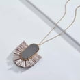thumbnail image 2 of Resin Oval Shaped Raffia Fan Fringe Tassel Pendant Necklace Lady Fashion Jewelry, 2 of 4
