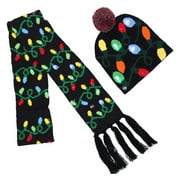 LED Christmas Knitted Hat Scarf Set Beanie Light Up Children's Warm Hat Christmas Party