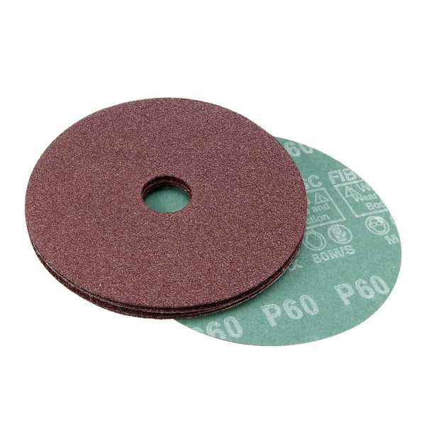 Discos de fibra de resina de óxido de aluminio de 5 pulgadas x 7/8 pulgadas, discos de lijado y pulido de grano 60, 10 piezas