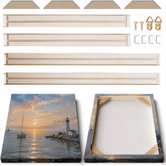 DIY Solid Wood Canvas Frame Kit with Stretch Bar - Customized Wooden Art Frames for Paintings - Easy-to-Build Canvas Stretching System - Wall Art & Oil Painting Accessories 16" x 20"(40 x 50cm))