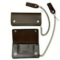 thumbnail image 3 of Brown Leather Trucker Wallet with Zipper and Snap Closure, 3 of 9