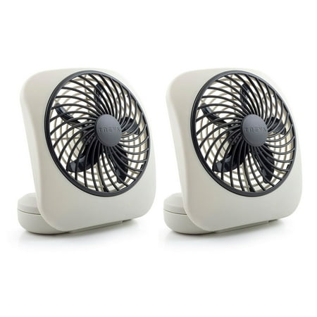 Treva 5 inch Portable Battery Powered 2 Speed Desktop Fan, Gray, 2 Pack