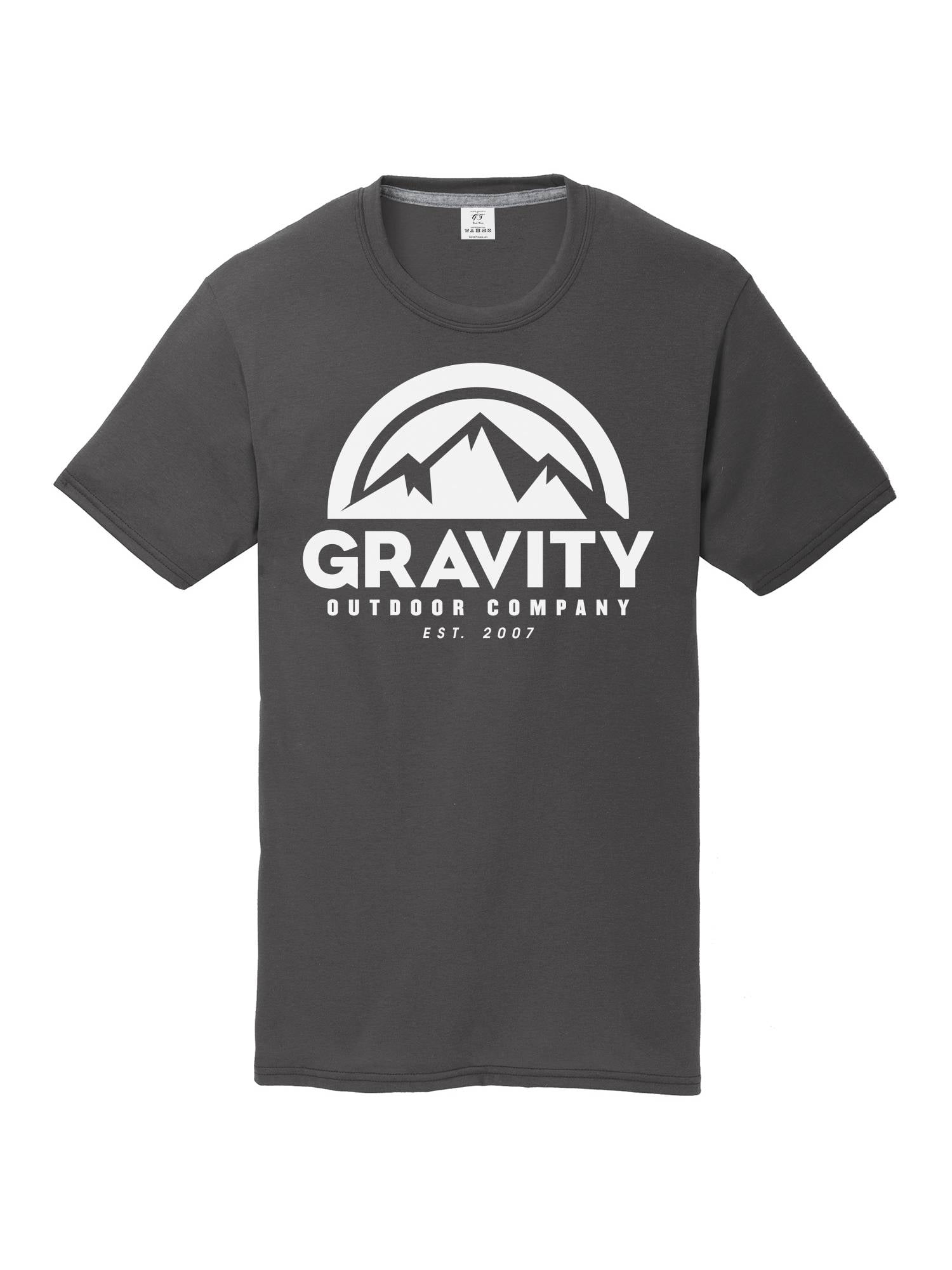 Gravity Outdoor Co. Youth Performance T-Shirt - White Logo - Charcoal - Large