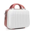 thumbnail image 1 of Estuche de viaje para maquillaje, organizador rígido de cosméticos, pequeño estuche para maquillaje, mini maleta de transporte retro de ABS para mujeres y niñas, color blanco y oro rosa, 1 of 4