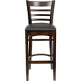 thumbnail image 6 of Flash Furniture 2 Pack HERCULES Series Ladder Back Walnut Wood Restaurant Barstool - Black Vinyl Seat, 6 of 7
