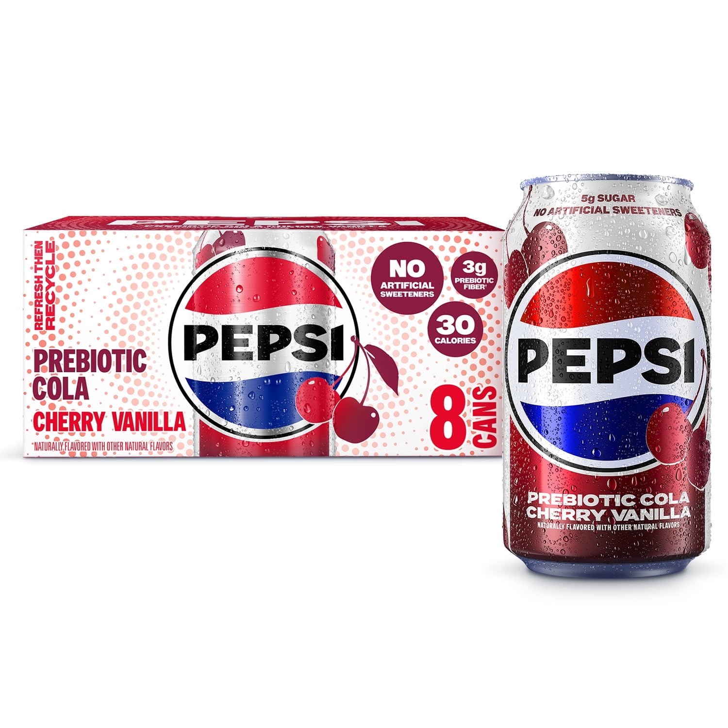 Pepsi Prebiotic Cola Soda Pop, 12 fl oz, 8 pack cans - Walmart.com
