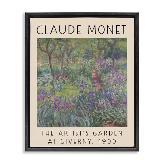 Stupell Industries Eclectic Classic Garden by Monet Black Floating Frame Canvas Art, 17 x 21, by Lil' Rue